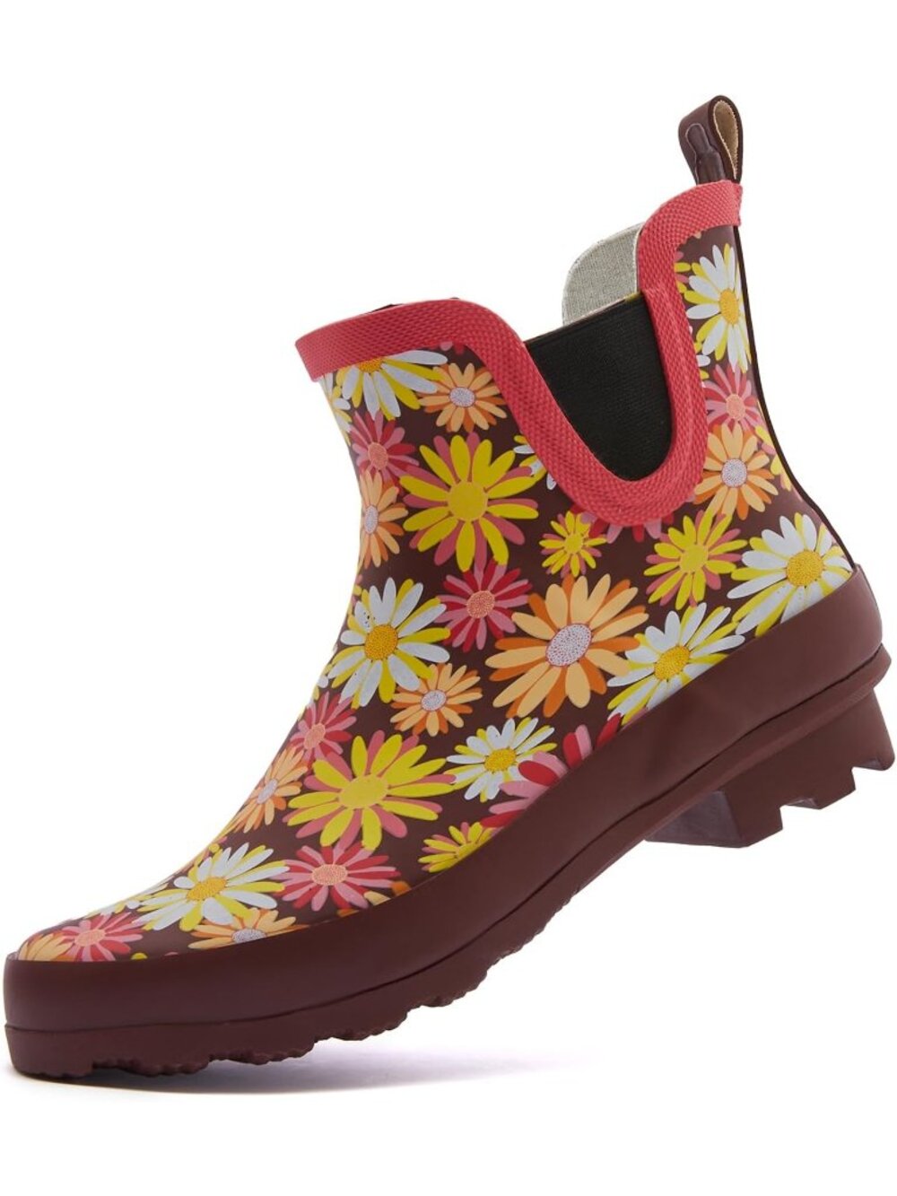 Women's Daisy Light Ankle Garden Anti-Slipping Floral Printed Stylish Rain Boots - Picture 5 of 6